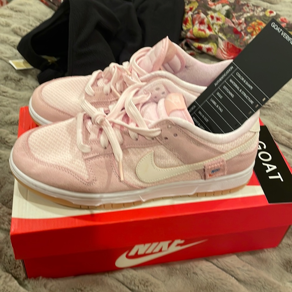 Pink Nike dunk low teddy bear shoes